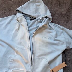 Ksubi Pale Blue Embroidered Zip Hoodie